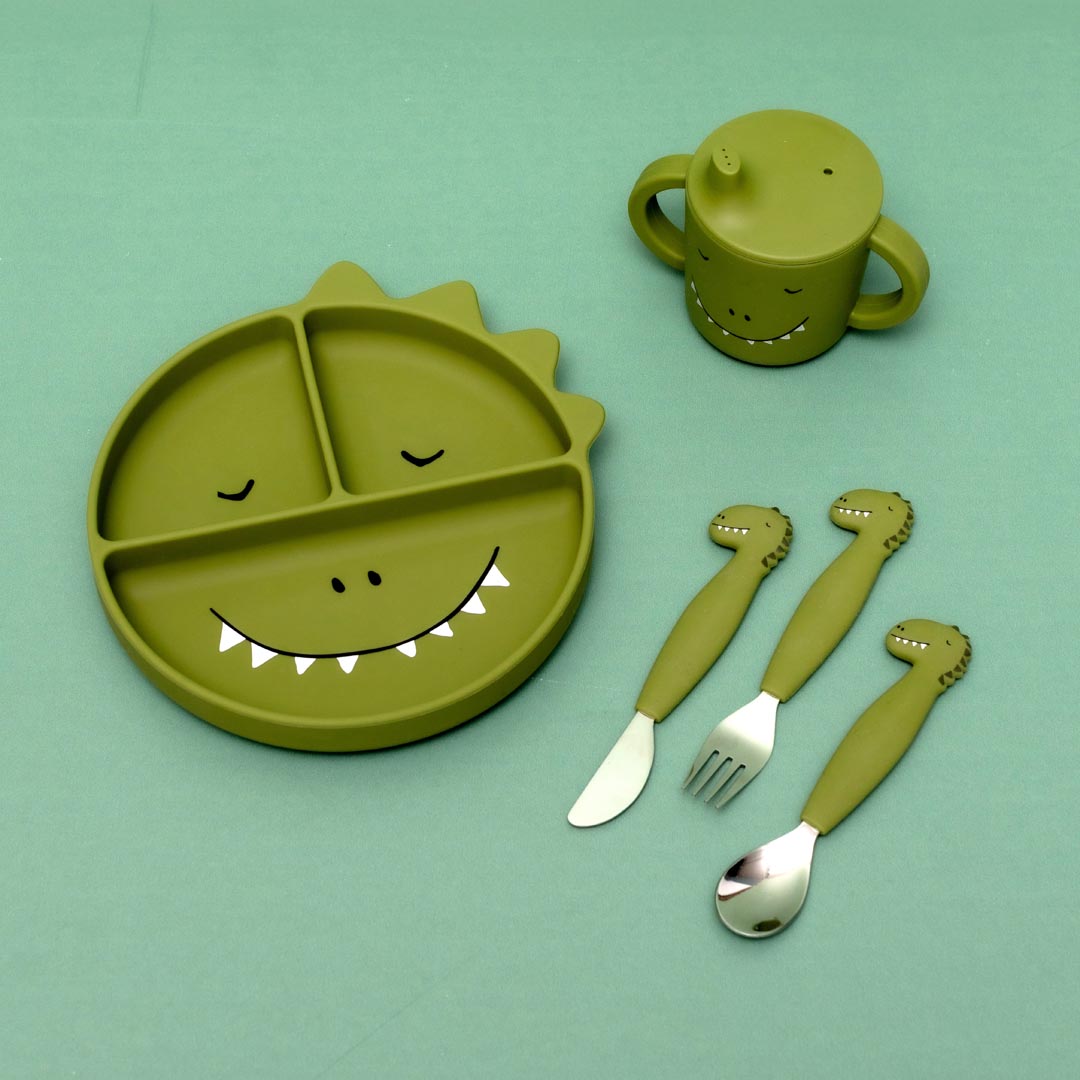 Cubiertos de 3 piezas en silicona - Mr. Dino